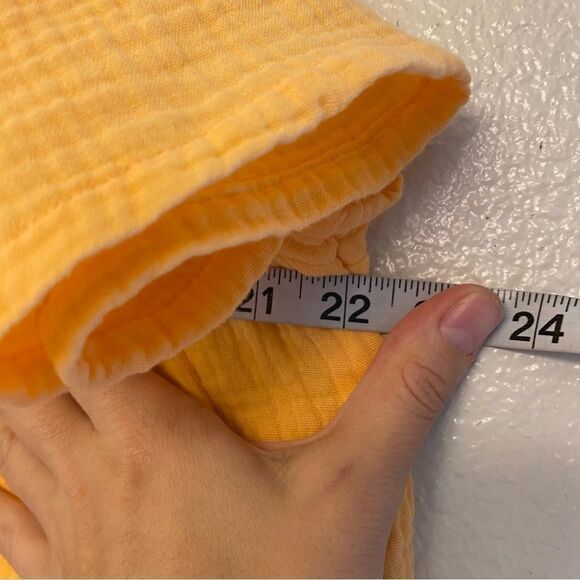 Joyspun pastel yellow Sleeve off Shoulder blouse 100% cotton muslin gauze 12-14 - Picture 4 of 7